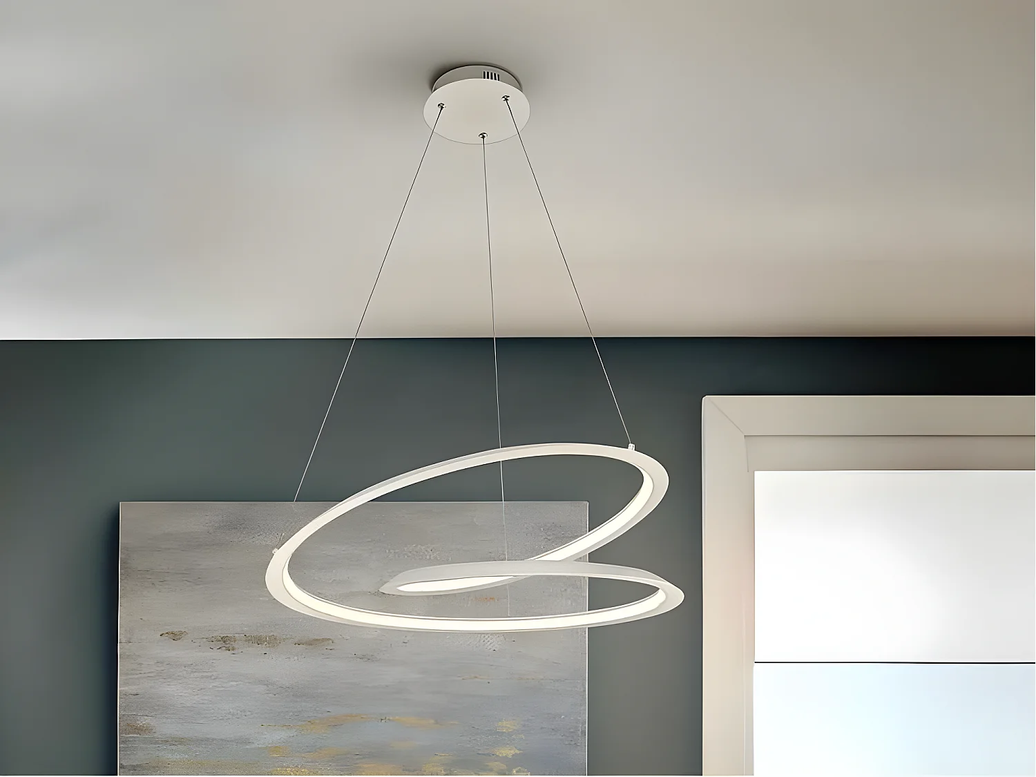 Pendant LED modèle LOOPING blanc 36w SCHULLER
