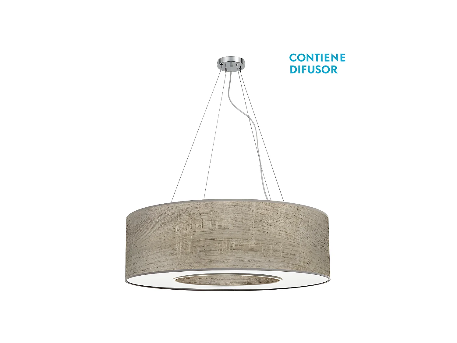 Suspension 4lights modèle Haïti Chrome / Bois Gris FABRILAMP