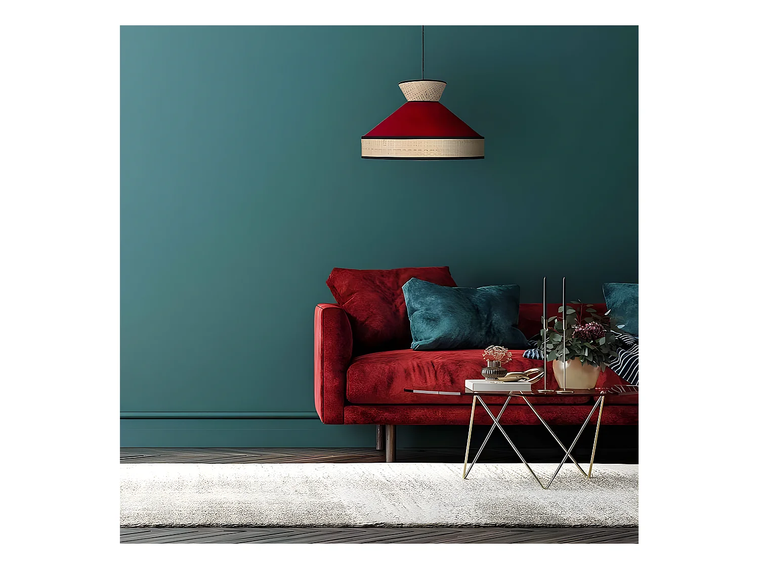 Colgante Rojo Con Detalle En Rafia 40 Fabrizio