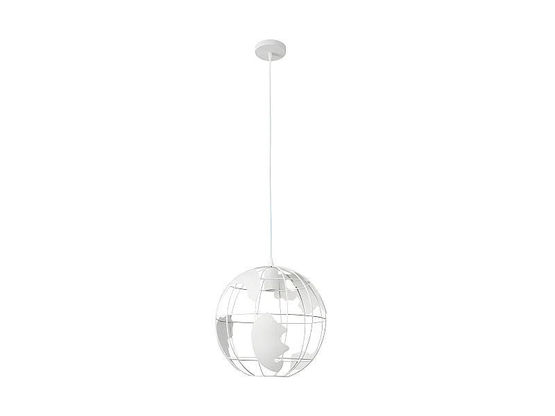 Plafonnier blanc modèle ORBE avec boule design du monde FABRILAMP