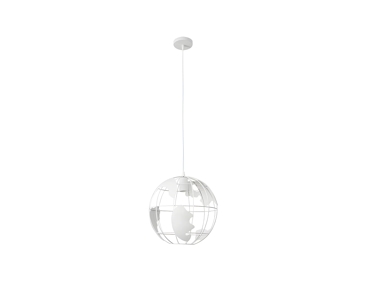 Plafonnier blanc modèle ORBE avec boule design du monde FABRILAMP