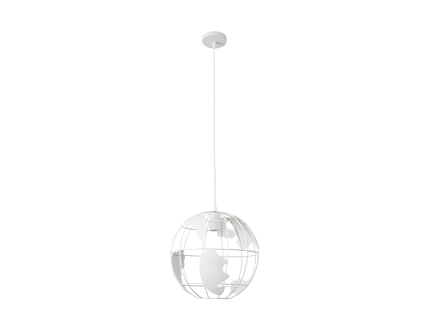 Plafonnier blanc modèle ORBE avec boule design du monde FABRILAMP