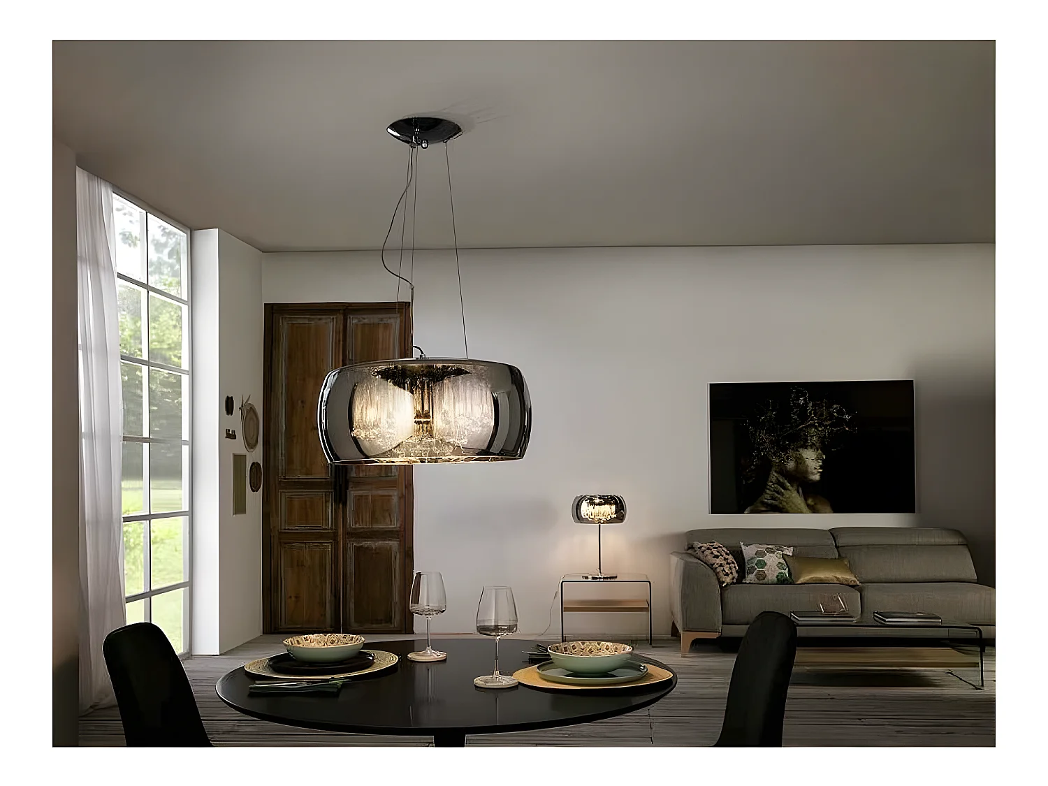 Lampara De Cristal Argos Dimable Con Acabado Cromo Schuller