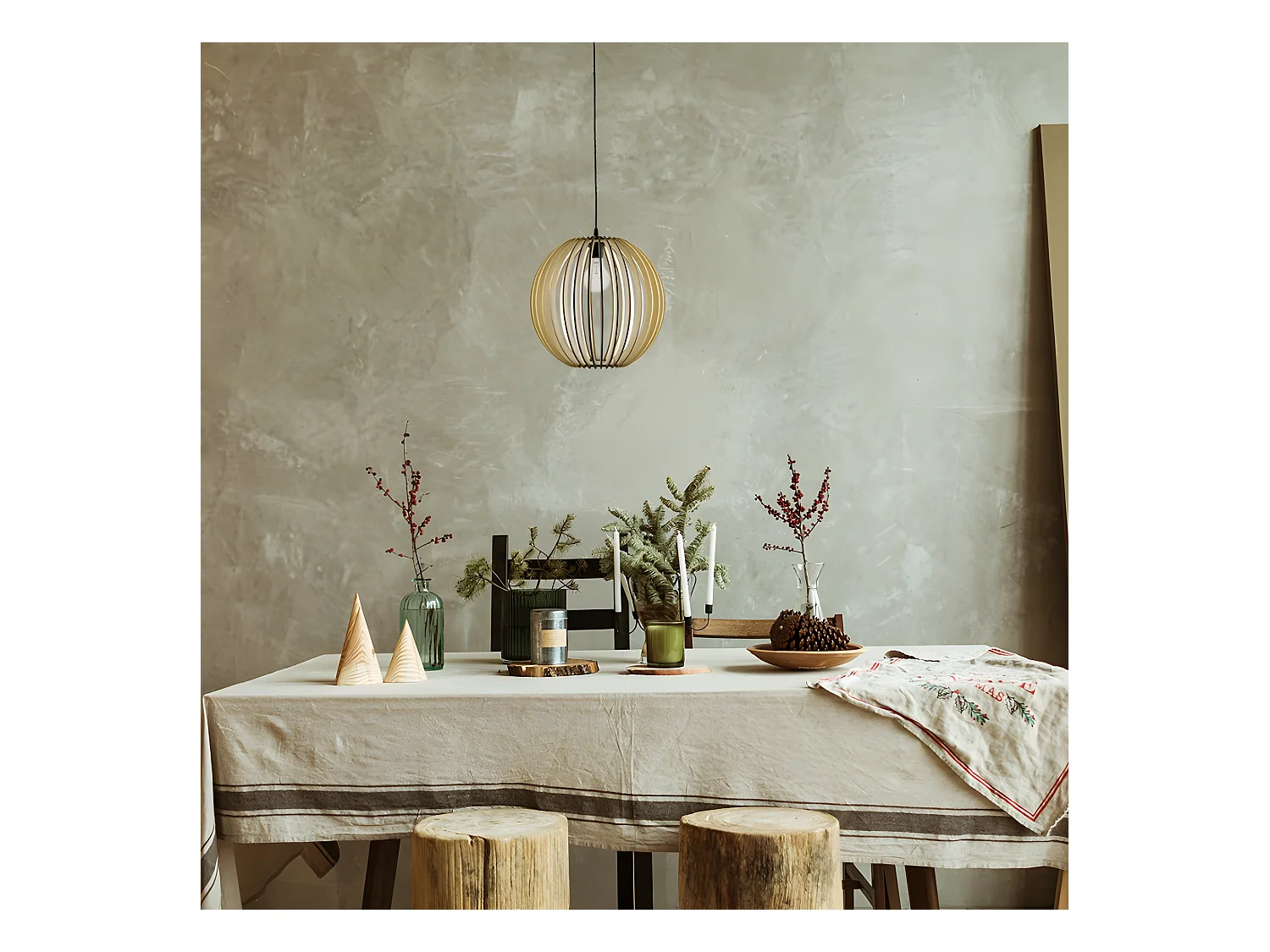 Ciondolo a sfera modello BUBINGA FABRILAMP naturale