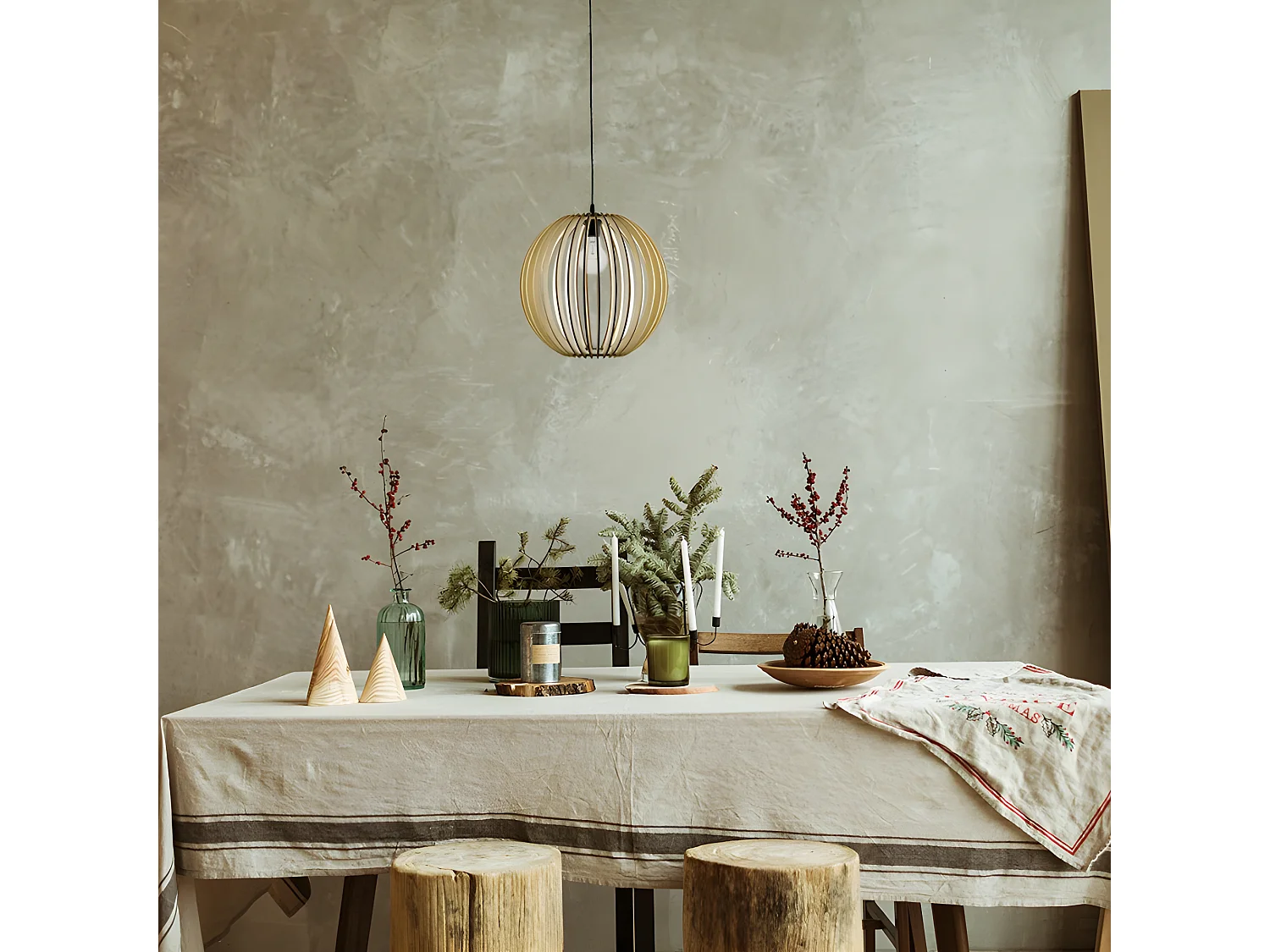 Ciondolo a sfera modello BUBINGA FABRILAMP naturale