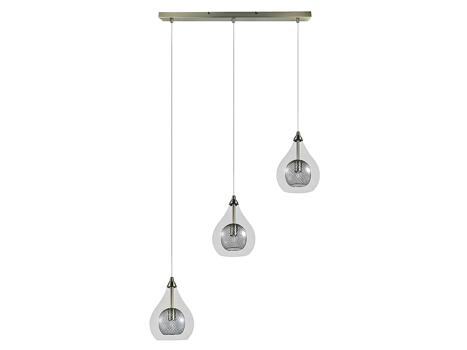 Lampe linéaire LHASA cuir avec 3 pendentifs FABRILAMP