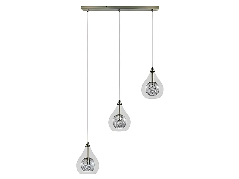 Lampe linéaire LHASA cuir avec 3 pendentifs FABRILAMP