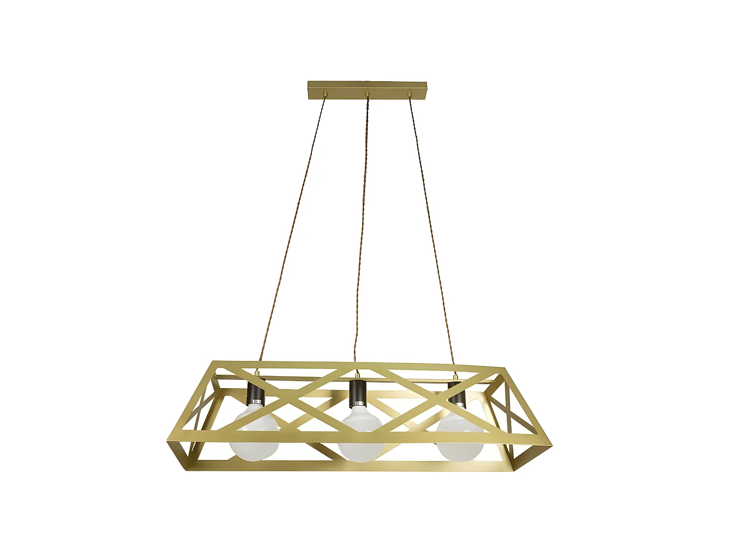 Lampara Rectangular Modelo Melli Acabado Oro Mate 3 Luces