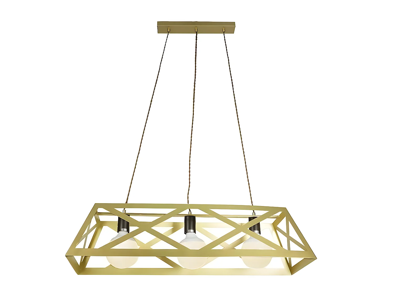 Lampara Rectangular Modelo Melli Acabado Oro Mate 3 Luces