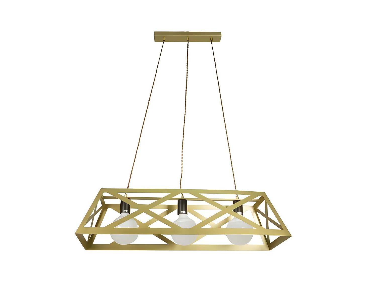 Lampe rectangulaire modèle MELLI finition or mat 3 lumières FABRILAMP