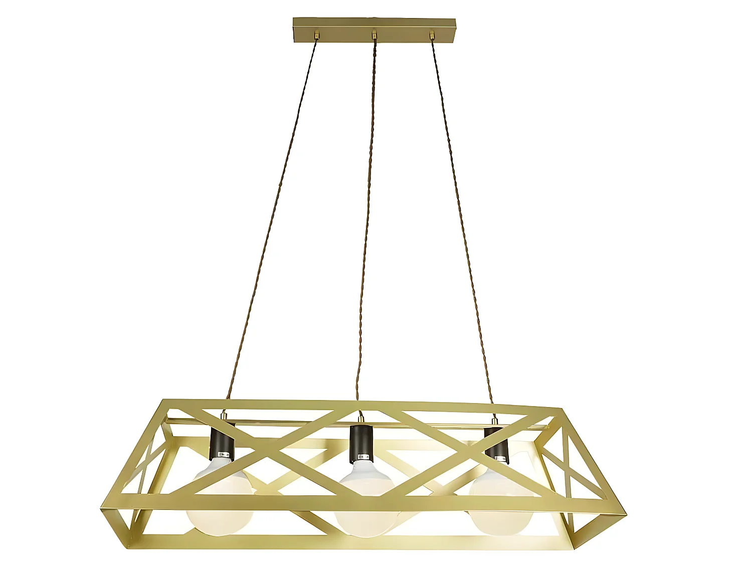 Lampe rectangulaire modèle MELLI finition or mat 3 lumières FABRILAMP