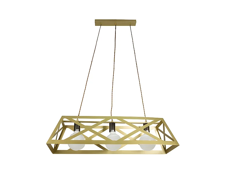 Lampara Rectangular Modelo Melli Acabado Oro Mate 3 Luces