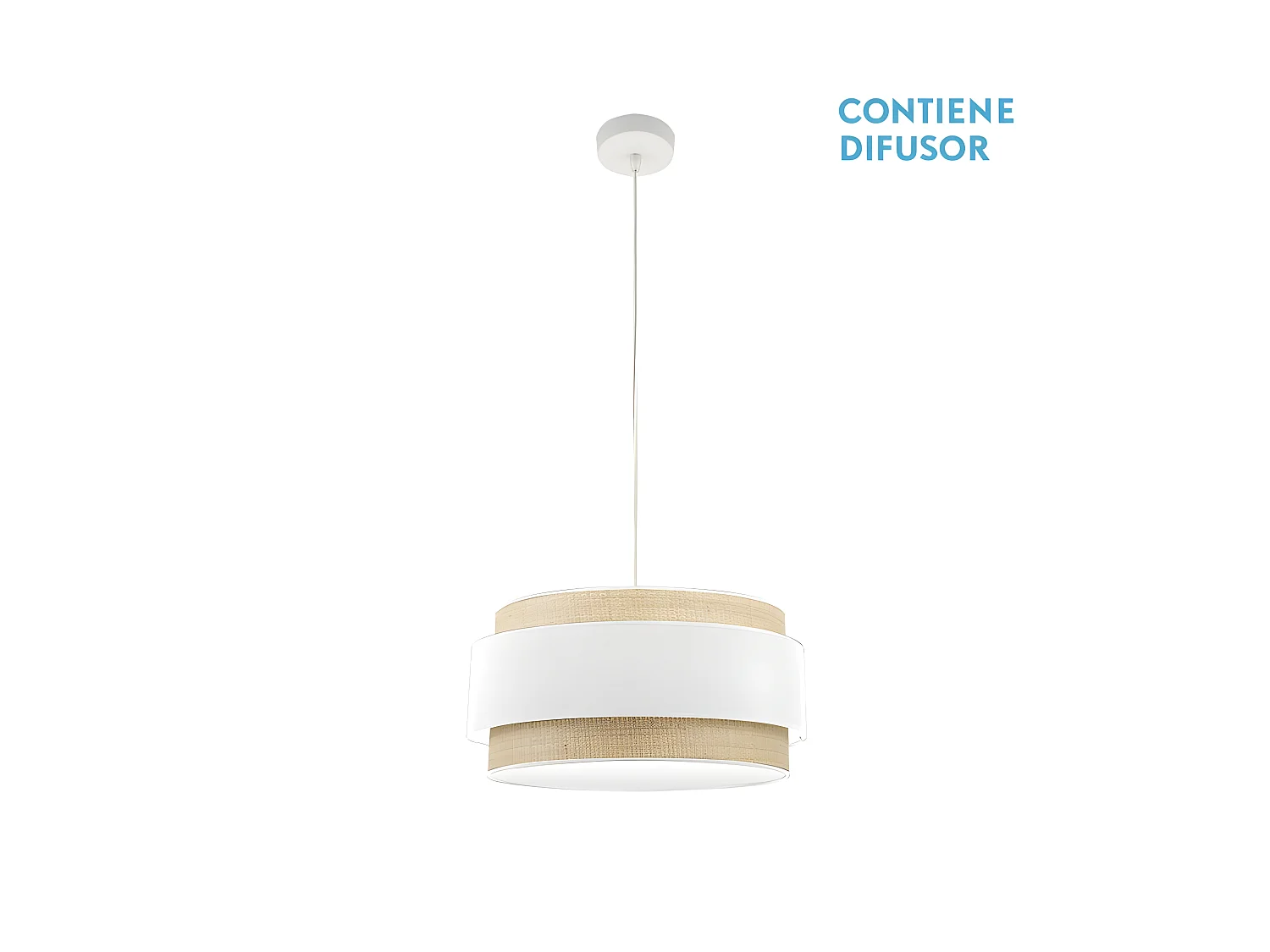 Blanc / Naturel pendentif modèle Kandy 2xE27 réglable FABRILAMP