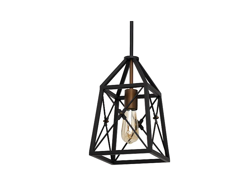 Lampara Colgante Pavel 1xe27 Negro/dorado  Articulable De