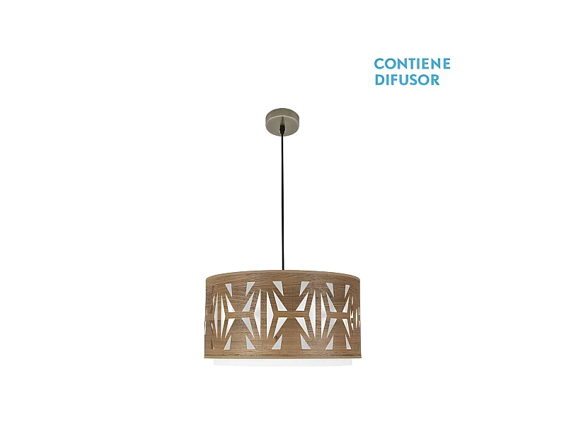 Katerina pendente colore Pelle / legno Modello regolabile scuro FABRILAMP