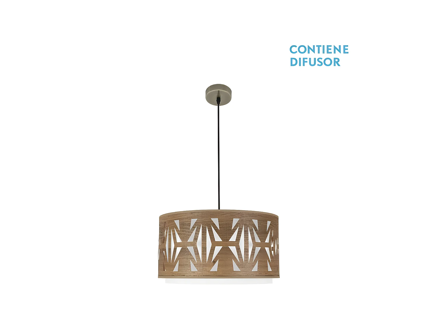 Katerina pendente colore Pelle / legno Modello regolabile scuro FABRILAMP