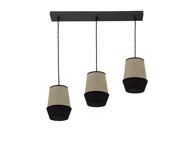 Lampara Lineal 3 Luces  Campana Saco/negro Regulable