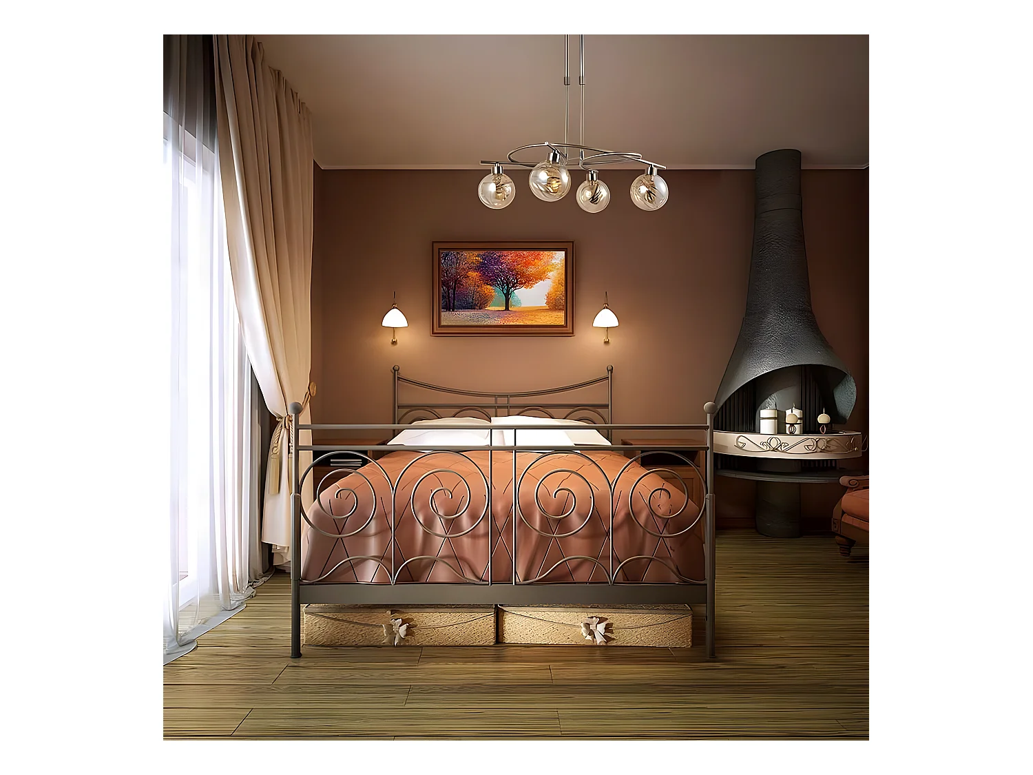 Lampe modèle VARANASI cuir 6 lumières FABRILAMP