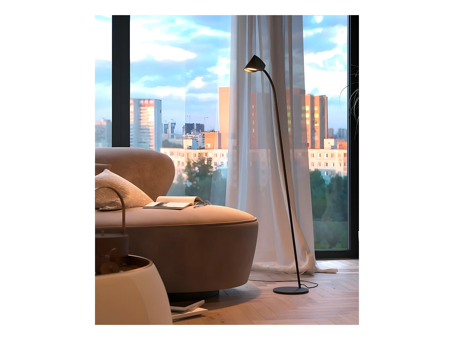 Lampe led linéaire 6 L finition CAPPUCCINA noir MANTRA