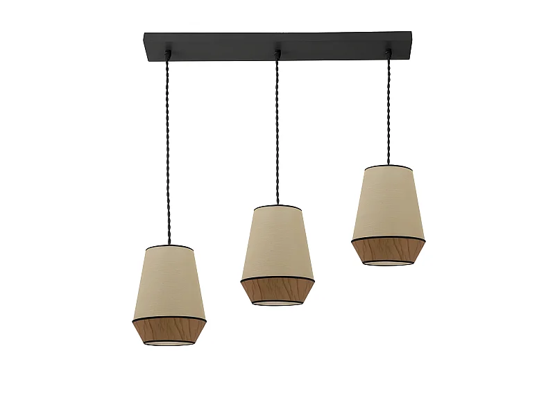 Lampara Lineal Saco/marron Modelo Campana 3xe27 Regulable