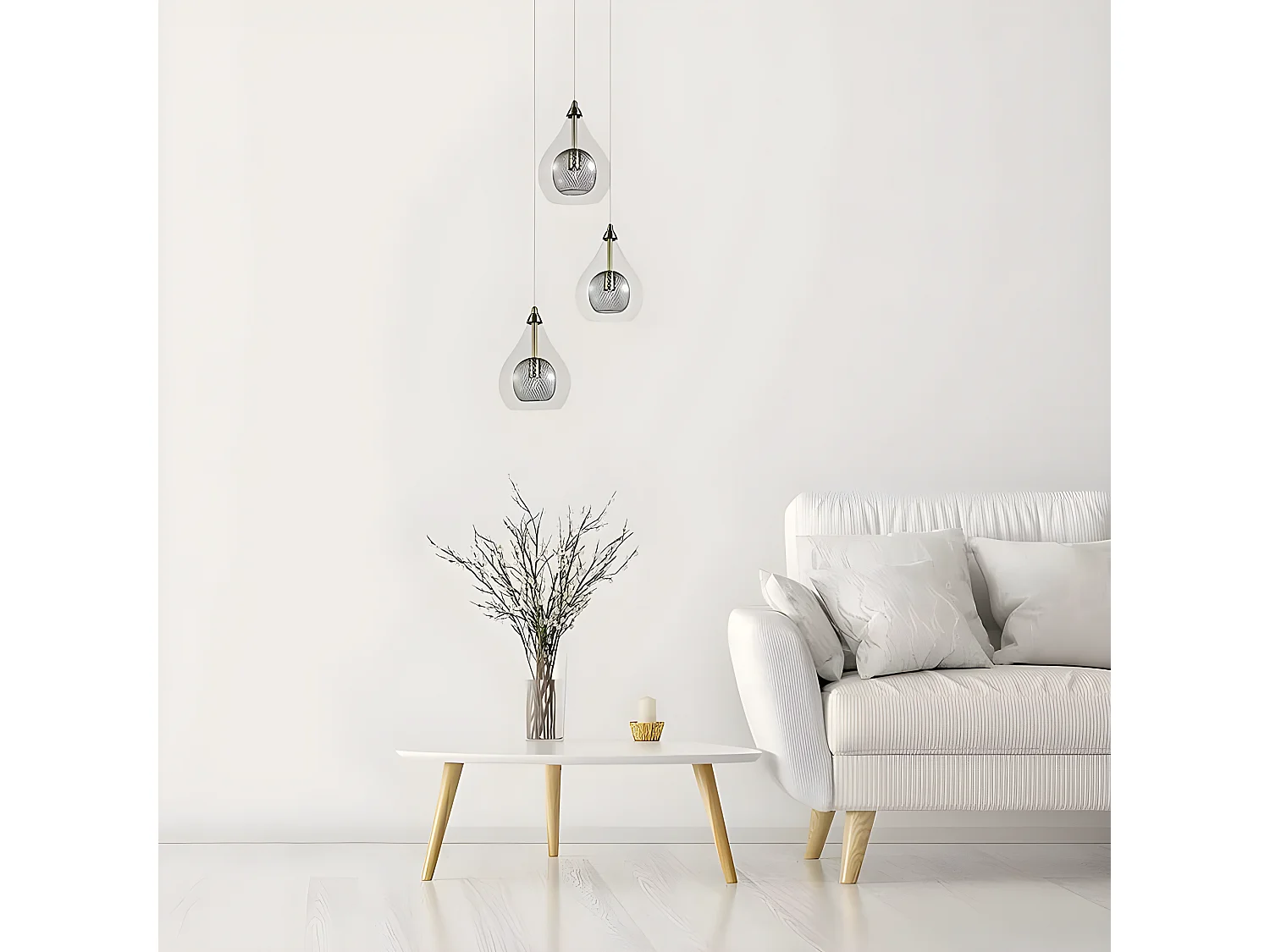 Suspension linéaire modèle LHASA avec 3 lumières FABRILAMP