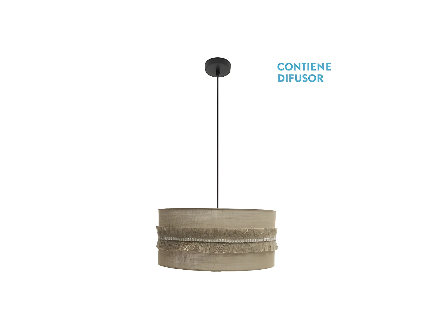 Suspension ronde modèle KALA de finition beige FABRILAMP