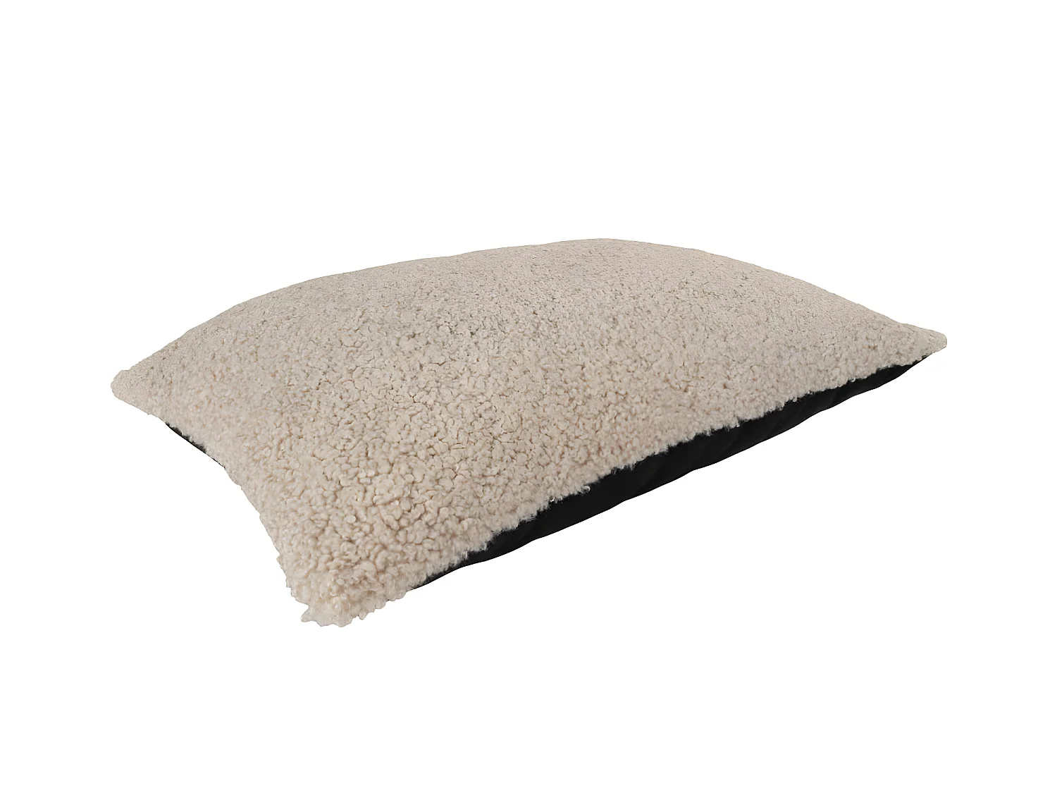 Cojín de tono rectangular en poliéster rizado de color marrón gris 45 x 60 cm