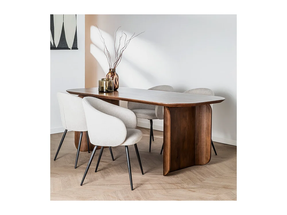 Dumai - Table à manger 8 personnes en bois massif - Bois foncé