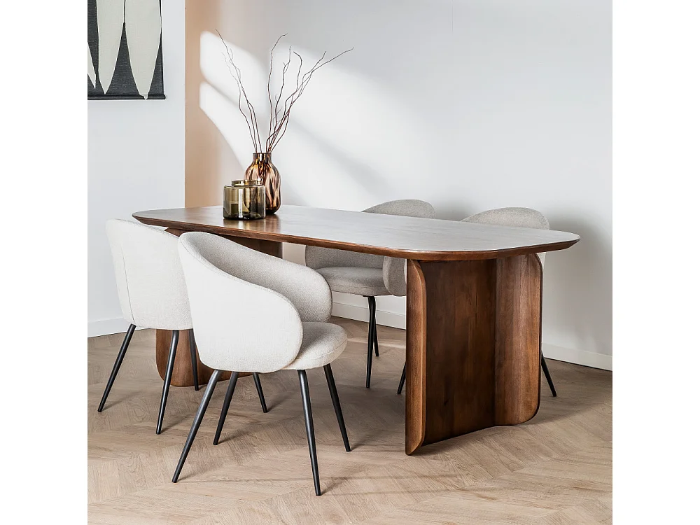 Dumai - Table à manger 8 personnes en bois massif - Bois foncé