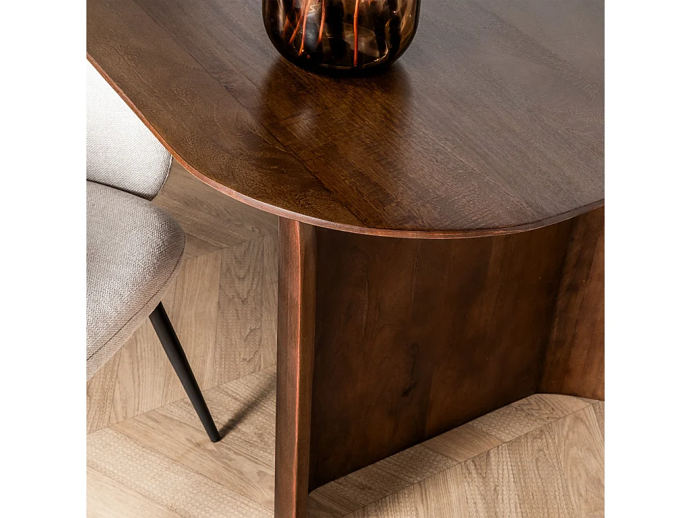 Dumai - Table à manger 8 personnes en bois massif - Bois foncé