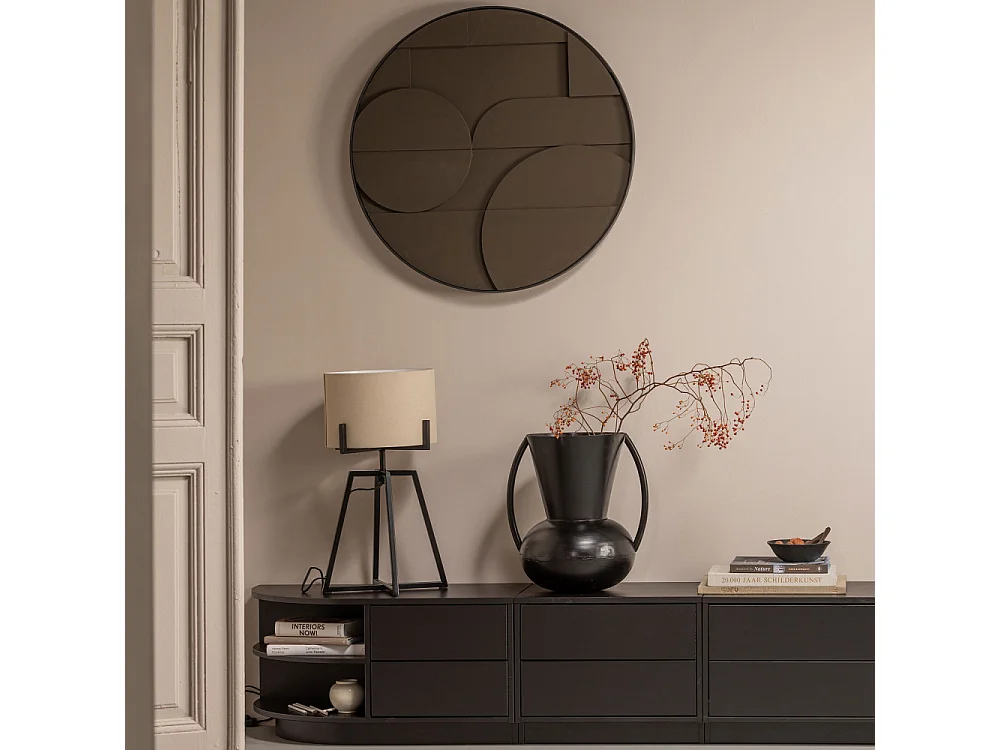 Fiona - Tableau rond contemporain - Couleur - Marron, Dimensions - ø80 cm