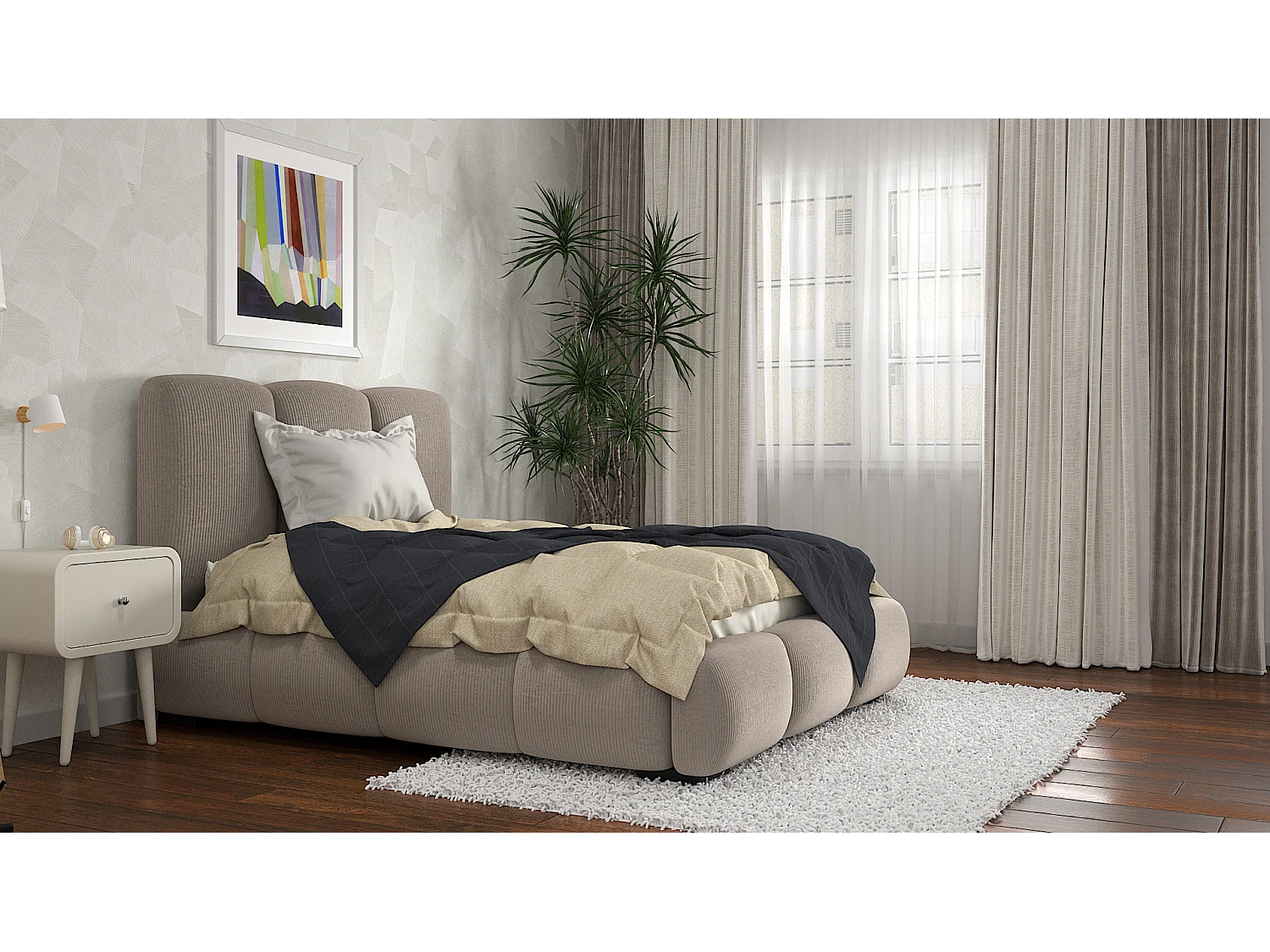 SIBLO Lit ado moderne Allure 140x200 cm Beige