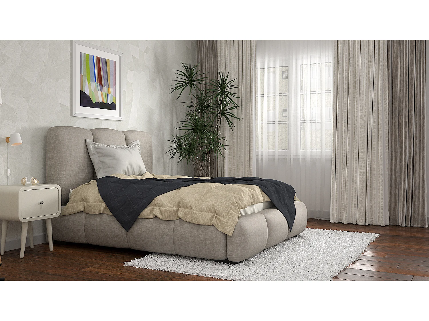SIBLO Lit ado moderne Allure 140x200 cm Gris clair