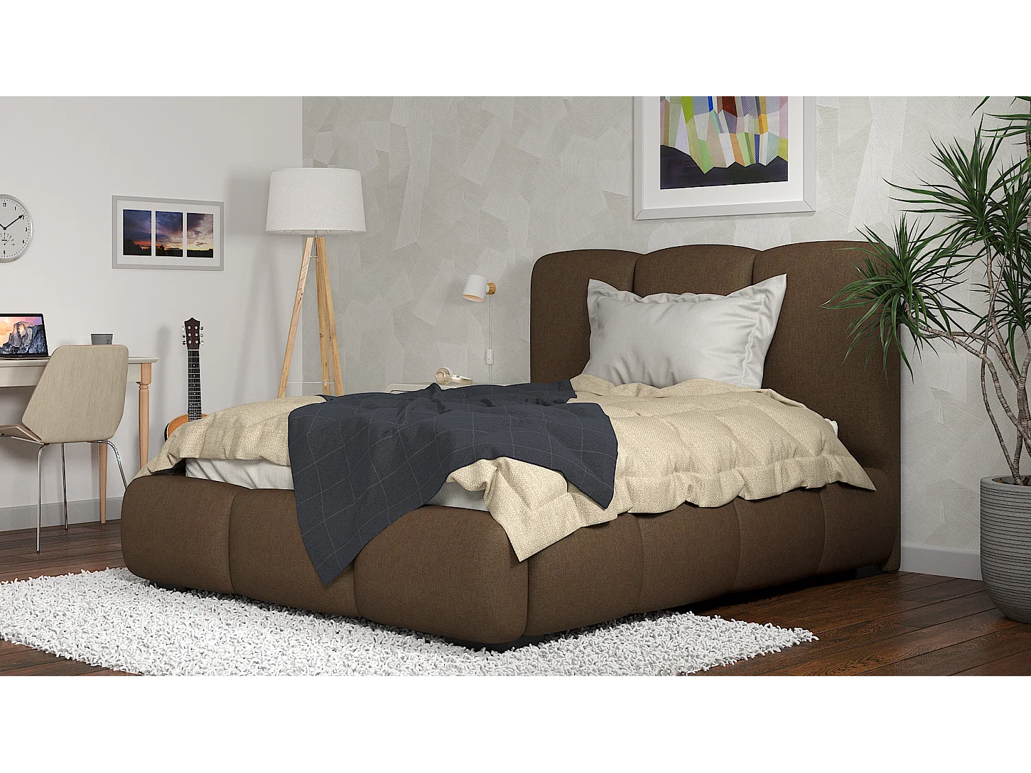 SIBLO Lit ado moderne Allure 160x200 cm Marron