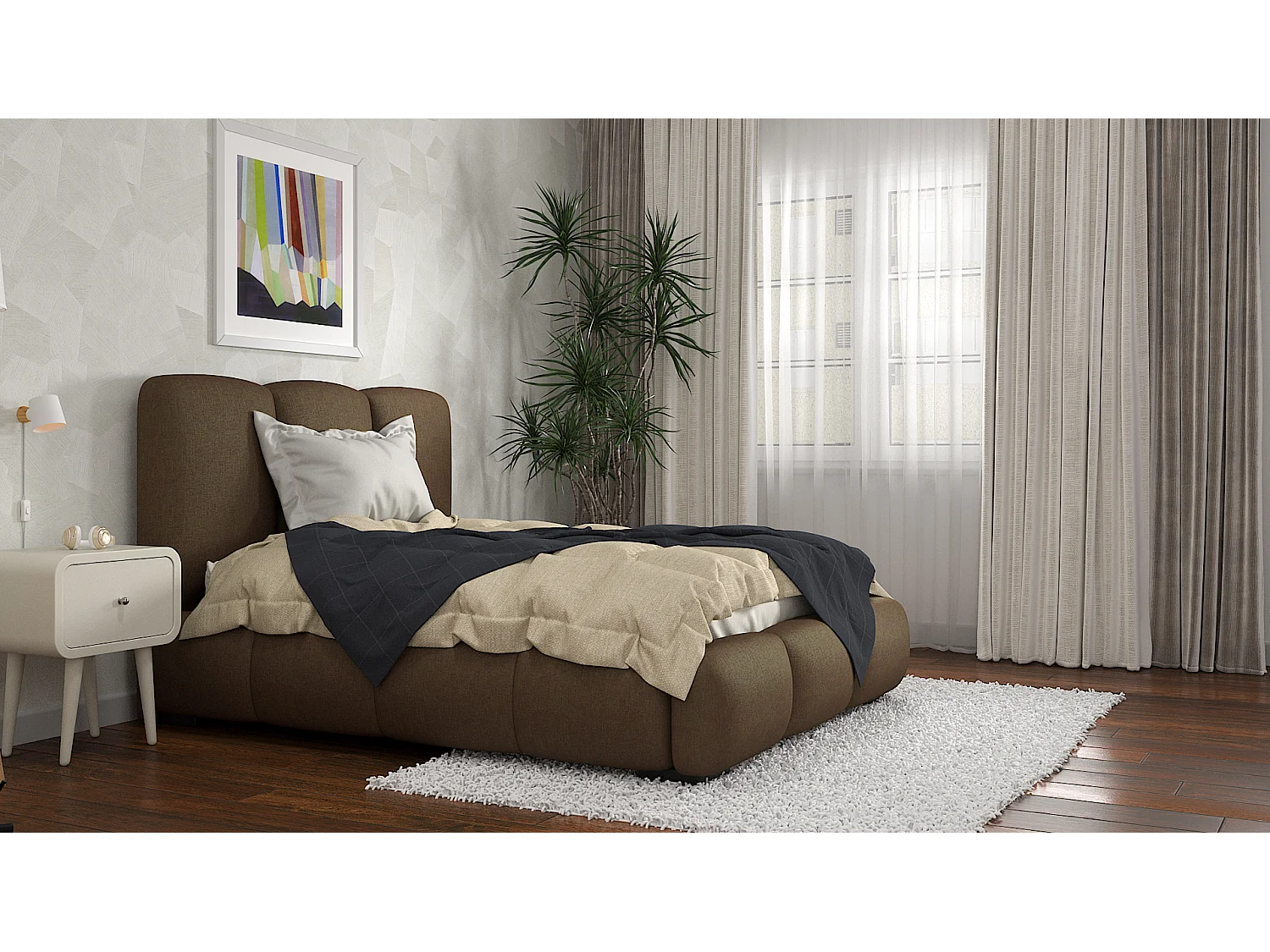 SIBLO Lit ado moderne Allure 160x200 cm Marron