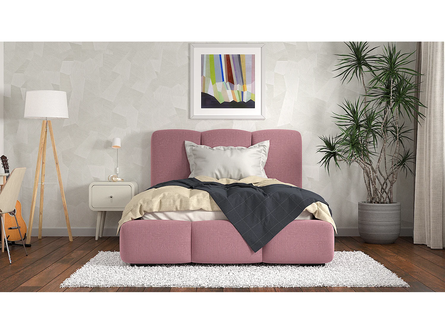 SIBLO Lit ado moderne Allure 160x200 cm Rose