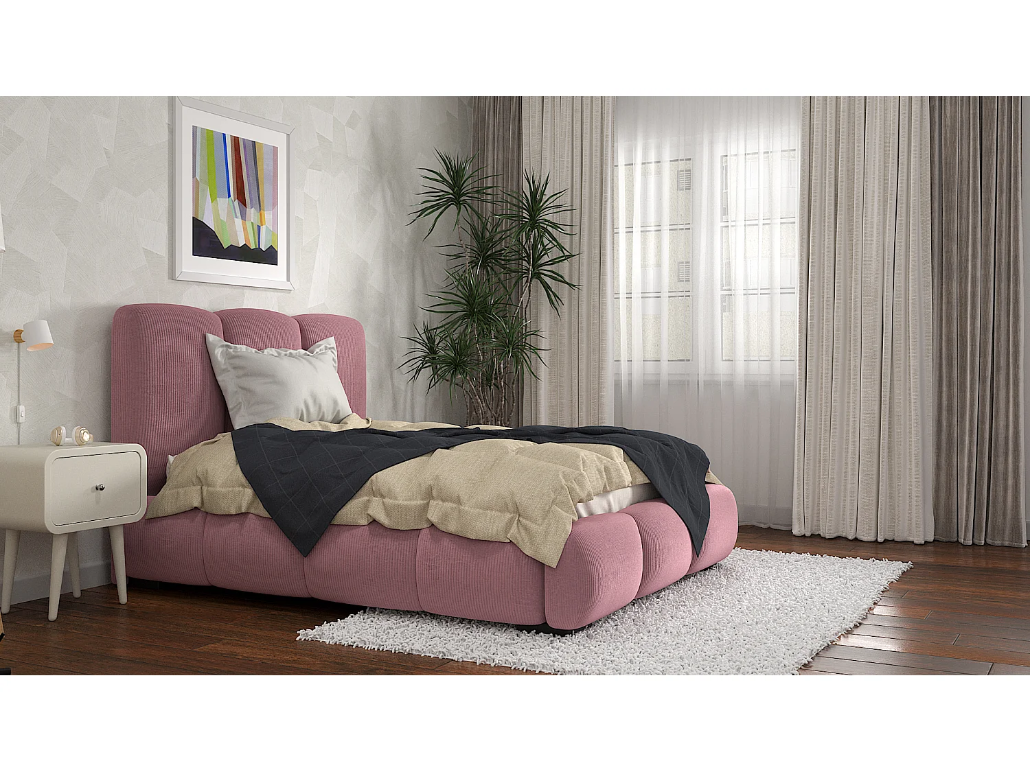 SIBLO Lit ado moderne Allure 160x200 cm Rose