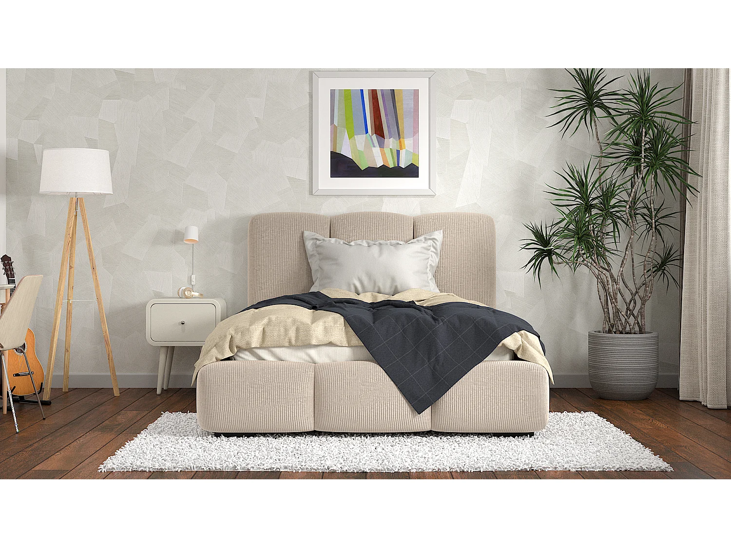 SIBLO Lit ado moderne Allure 160x200 cm Crémeux