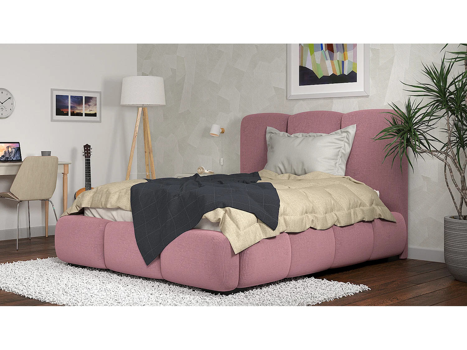 SIBLO Lit ado moderne Allure 180x200 cm Rose
