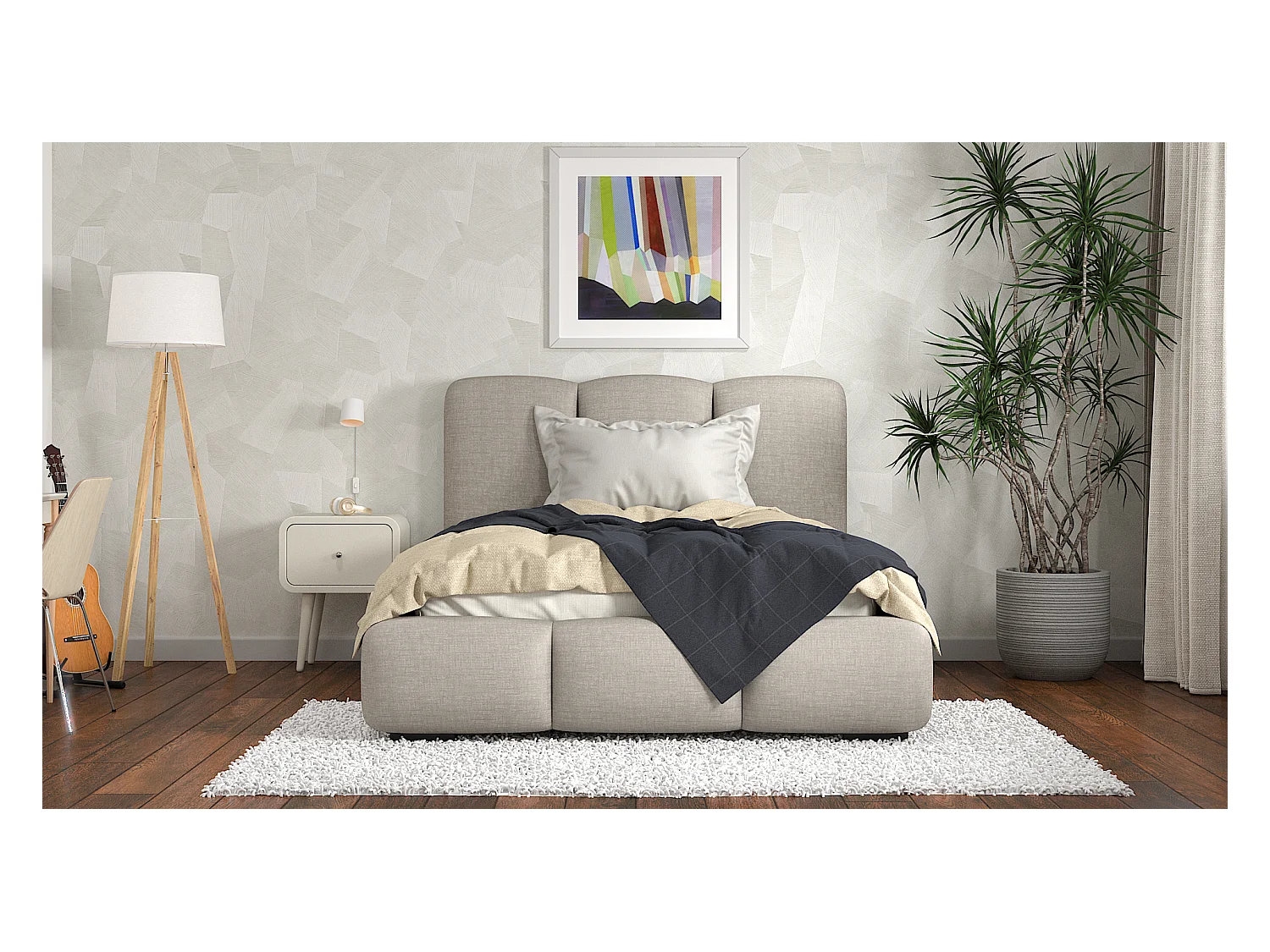 SIBLO Lit ado moderne Allure 180x200 cm Gris clair