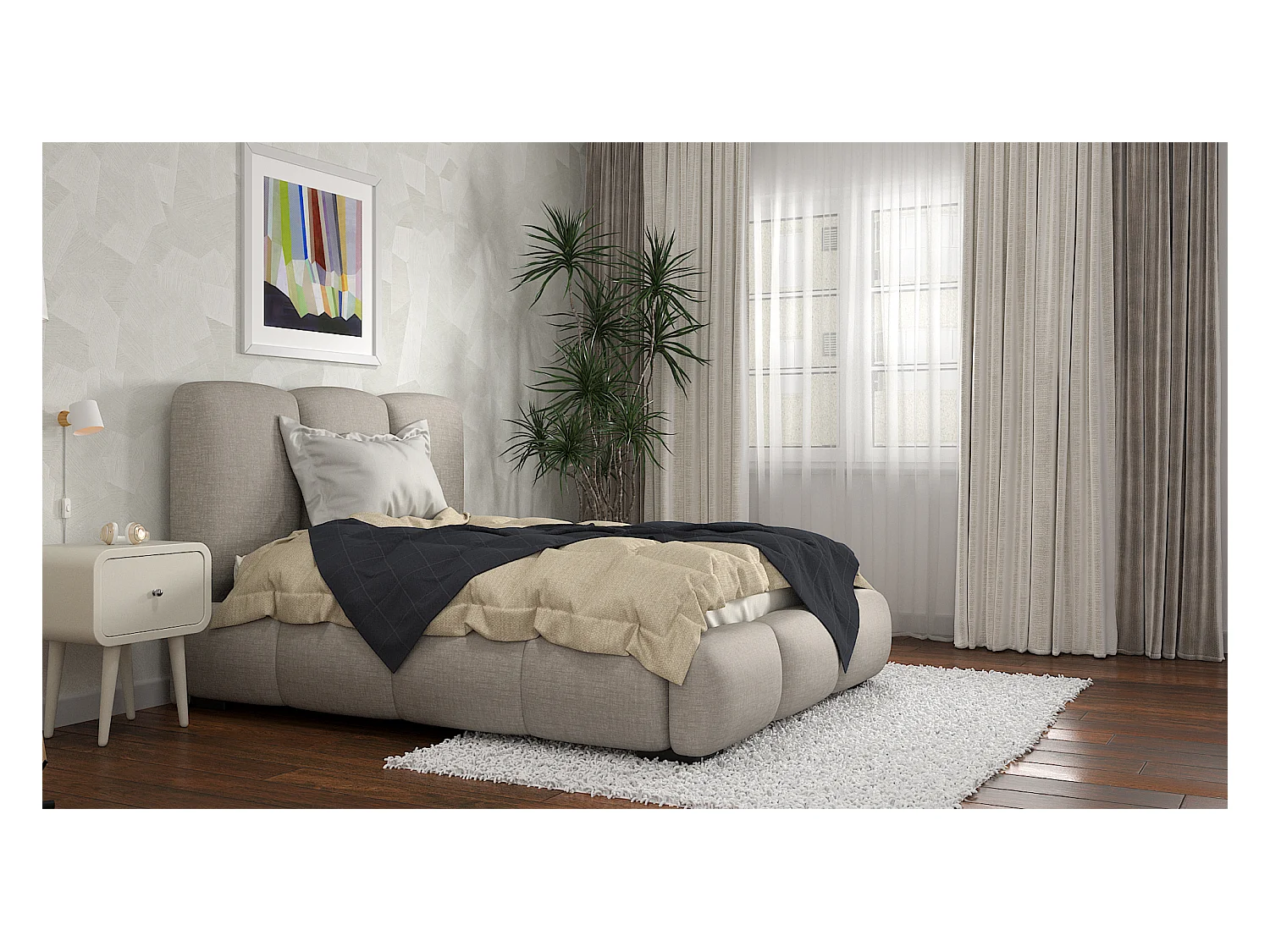 SIBLO Lit ado moderne Allure 180x200 cm Gris clair