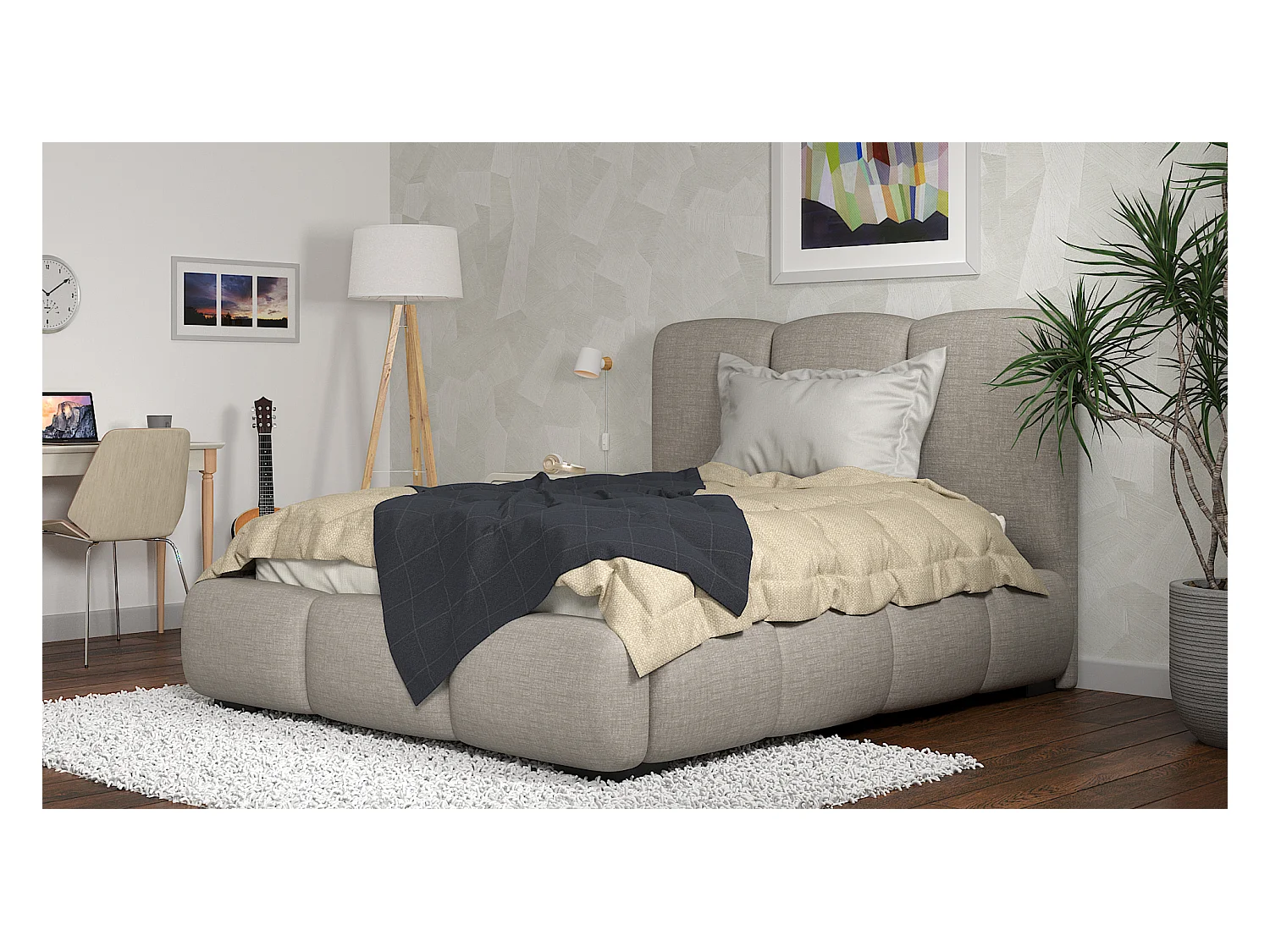 SIBLO Lit ado moderne Allure 180x200 cm Gris clair