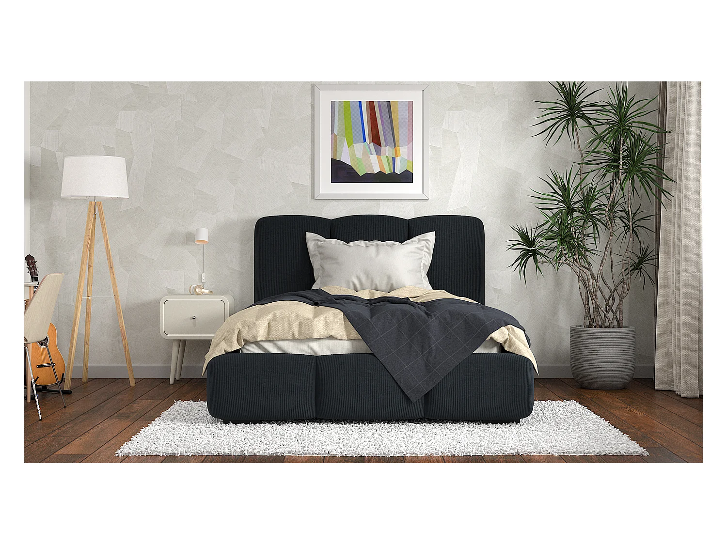 SIBLO Lit ado moderne Allure 160x200 cm Gris anthracite