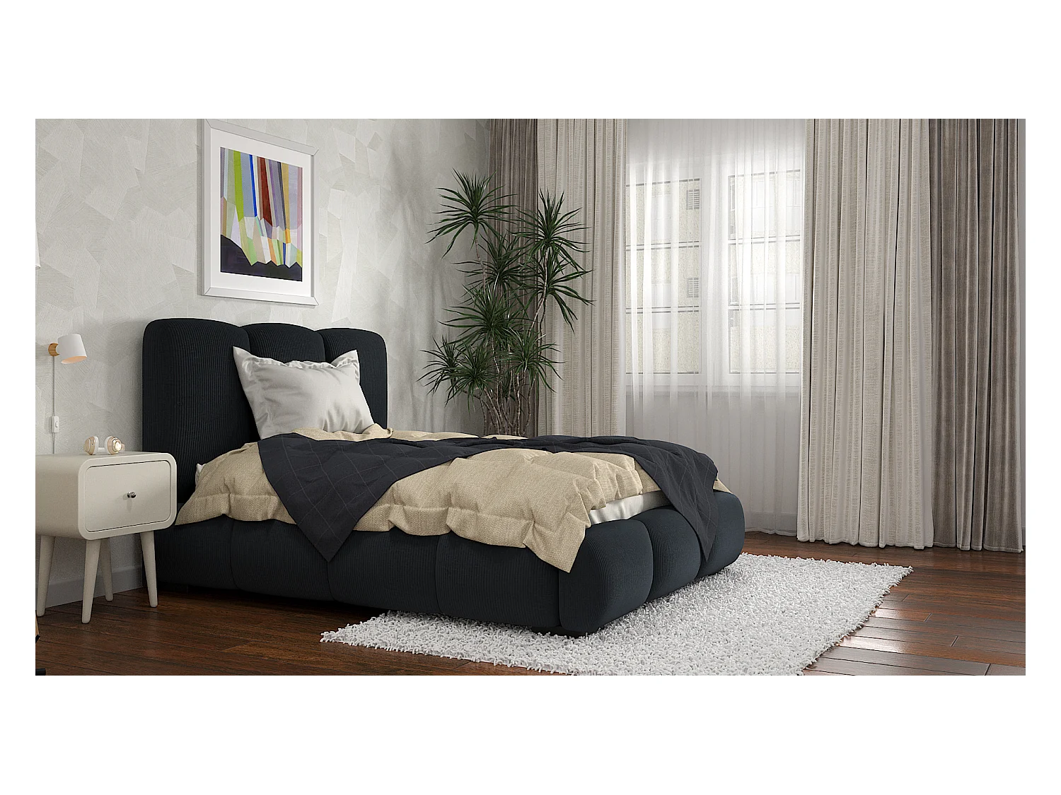 SIBLO Lit ado moderne Allure 160x200 cm Gris anthracite