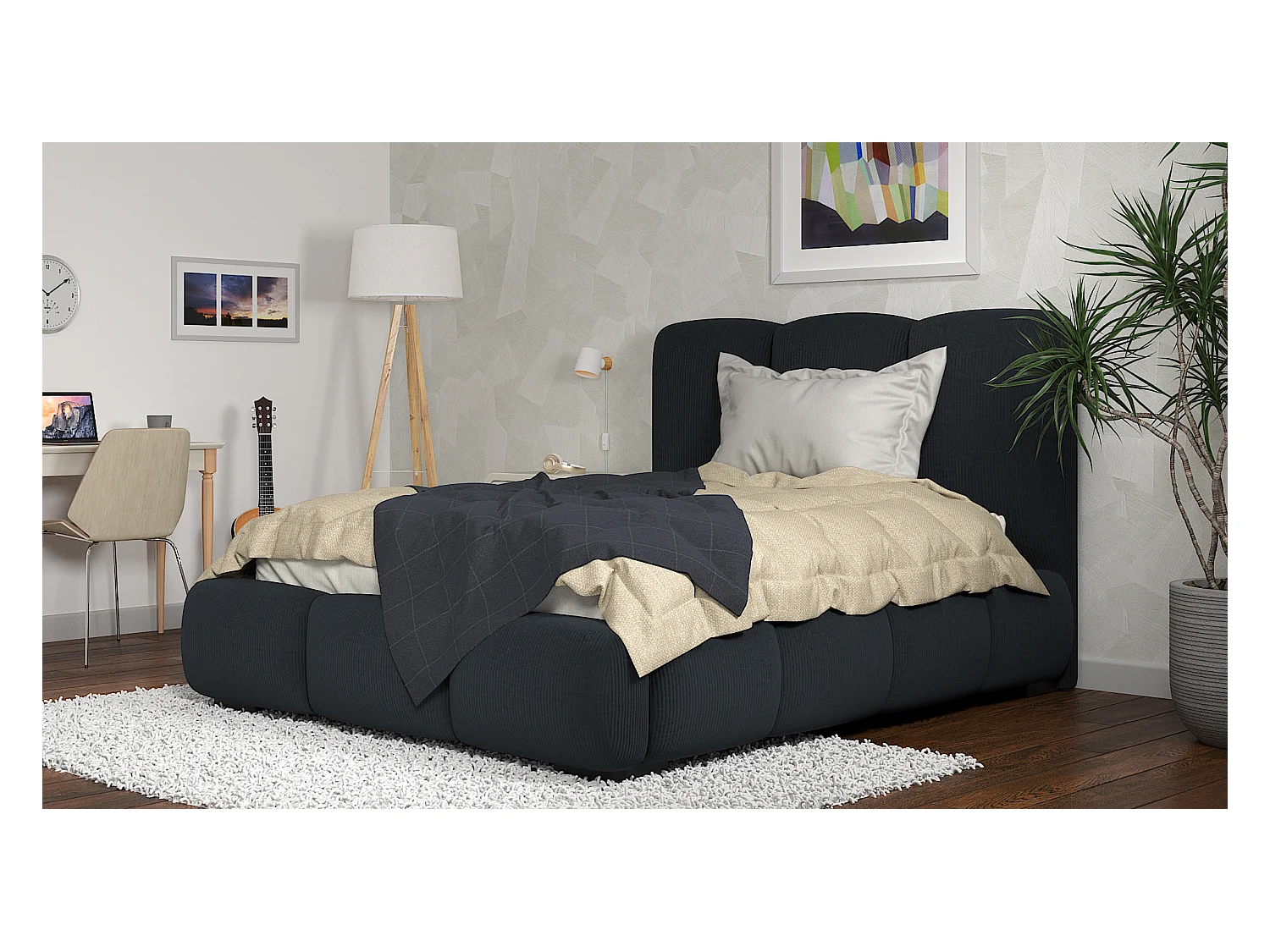 SIBLO Lit ado moderne Allure 160x200 cm Gris anthracite