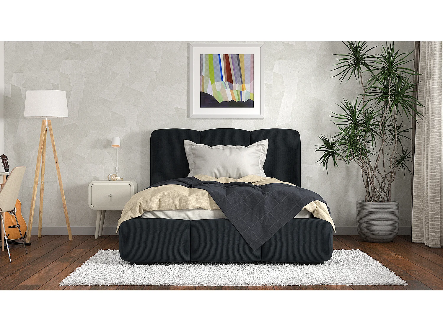 SIBLO Lit ado moderne Allure 160x200 cm Gris anthracite