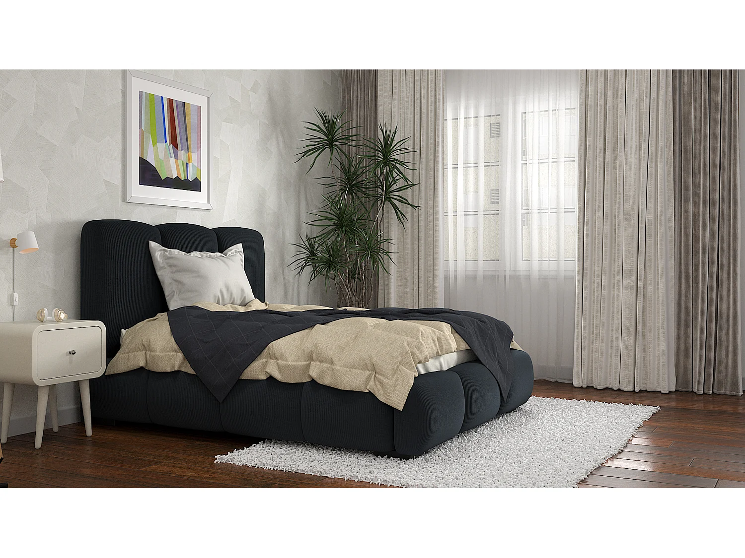 SIBLO Lit ado moderne Allure 160x200 cm Gris anthracite