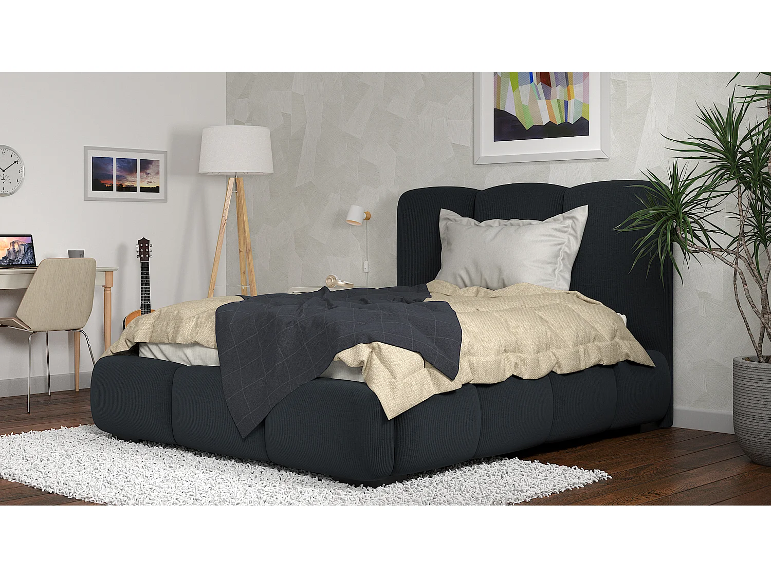 SIBLO Lit ado moderne Allure 160x200 cm Gris anthracite