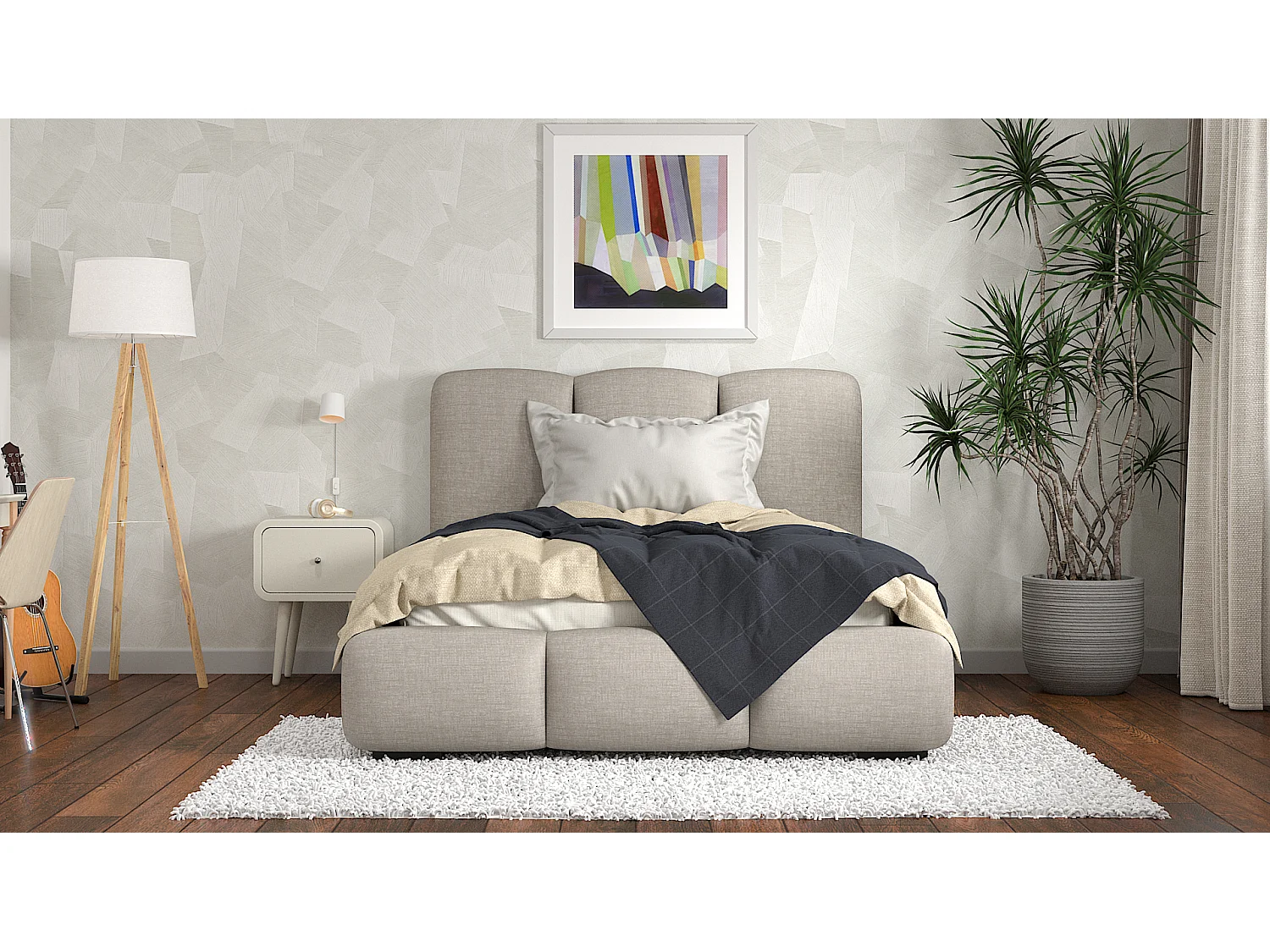 SIBLO Lit ado moderne Allure 160x200 cm Gris clair