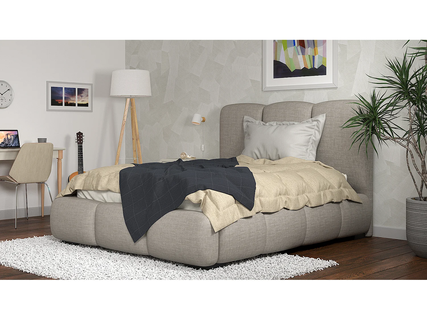 SIBLO Lit ado moderne Allure 160x200 cm Gris clair